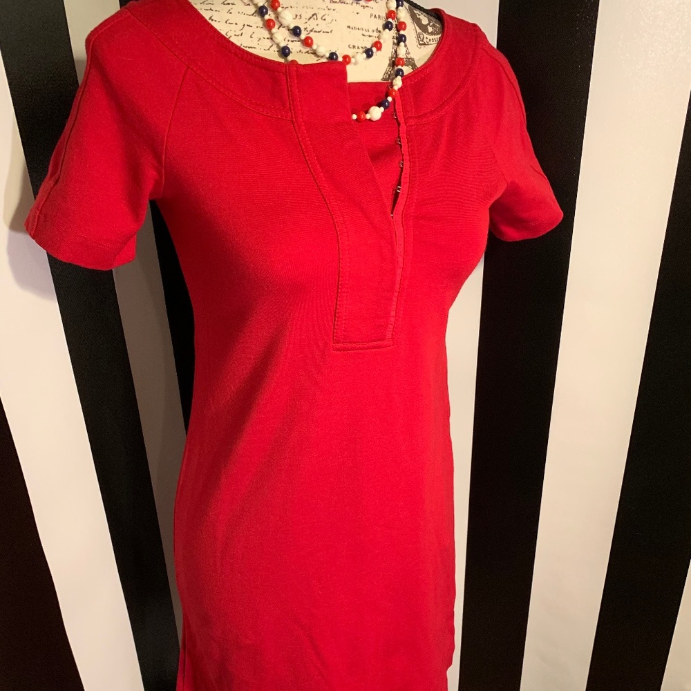 THEORY Red Short Sleeve Shirt-dress